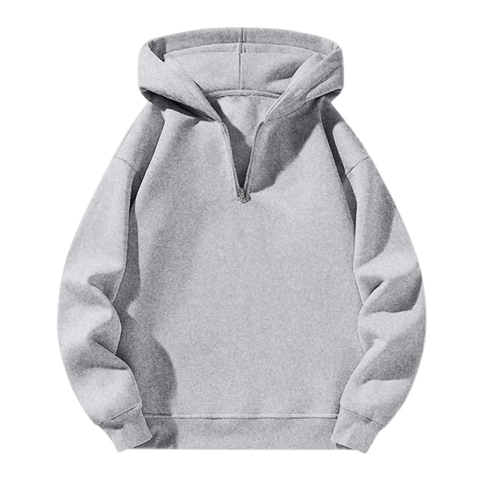 Men'S Quarter Zip Hoodies Zip up Solid Color Hoodie Long Sleeve Drop Shoulder Sweatshirt Casual Pullover Gray XL