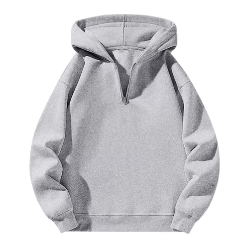 Men'S Quarter Zip Hoodies Zip up Solid Color Hoodie Long Sleeve Drop Shoulder Sweatshirt Casual Pullover Gray XL